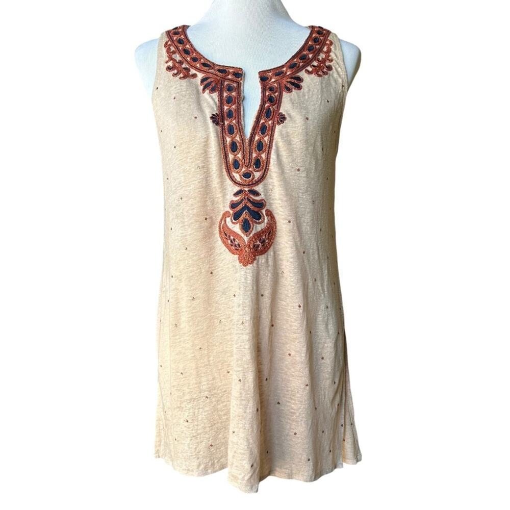 Calypso St. Barth linen embroidered tunic top/coverup sz S